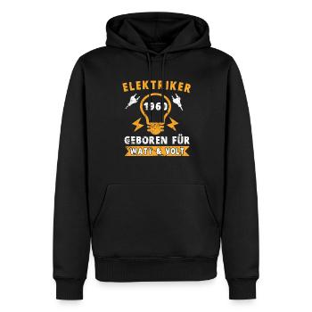 Elektriker 1960 Geburtstag Baujahr Beruf Spruch - Männer Premium Bio Hoodie - Schwarz - Vorne - Nico (187cm)