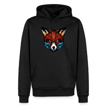 Fuchs Waldtier Design gepunktet mit Tierkopf - Männer Premium Bio Hoodie - Schwarz - Vorne - Nico (187cm)