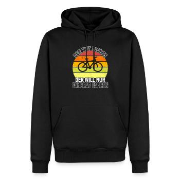 Fahrrad Spruch - Männer Premium Bio Hoodie - Schwarz - Vorne - Nico (187cm)
