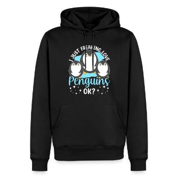 Ich Liebe Pinguine Einfach Ok Tier Pinguin Süß - Männer Premium Bio Hoodie - Schwarz - Vorne - Nico (187cm)