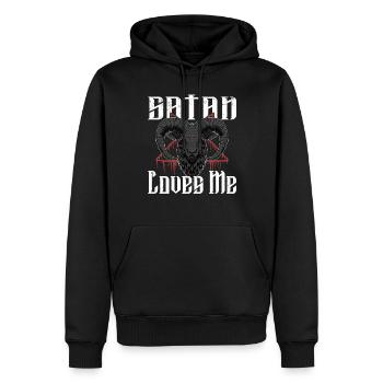 Satan Belzébuth Diable Gothique Pentagramme Mystique - Sweat à capuche Premium bio Homme - noir - Devant - Nico (187cm)