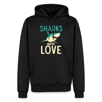 Cadeau de requin Amoureux des requins - Sweat à capuche Premium bio Homme - noir - Devant - Nico (187cm)