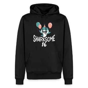 Cadeau de requin Amoureux des requins - Sweat à capuche Premium bio Homme - noir - Devant - Nico (187cm)