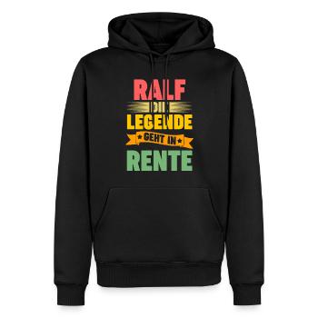 Ralf die Legende geht in Rente - Männer Premium Bio Hoodie - Schwarz - Vorne - Nico (187cm)