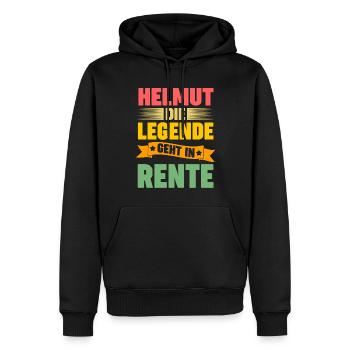 Helmut die Legende geht in Rente - Männer Premium Bio Hoodie - Schwarz - Vorne - Nico (187cm)