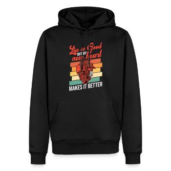 Herztransplantationsüberlebende Und Nach - Sweat à capuche Premium bio Homme - noir - Devant - Nico (187cm)