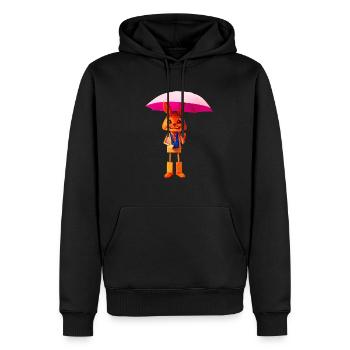 Hölzender Hase mit Regenschirm - Männer Premium Bio Hoodie - Schwarz - Vorne - Nico (187cm)