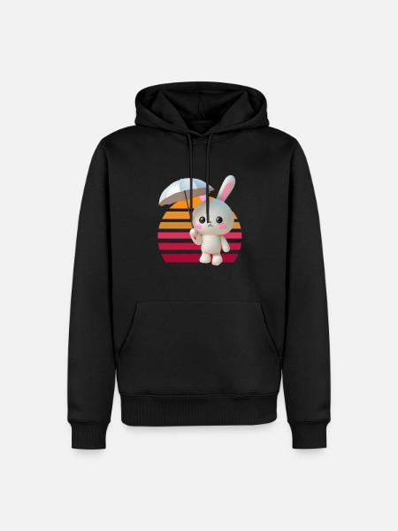 Regenschirm Hase - Männer Premium Bio Hoodie - Schwarz
