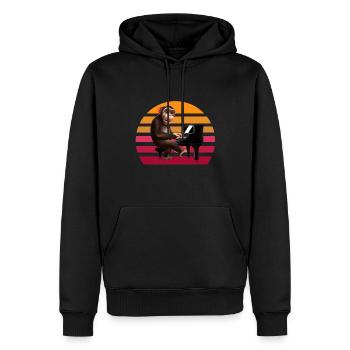 Monkey at the piano - Men’s Premium Organic Hoodie - black - Front - Nico (187cm)
