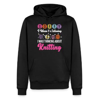 Knitting Knitter Sorry I Wasn't - Männer Premium Bio Hoodie - Schwarz - Vorne - Nico (187cm)