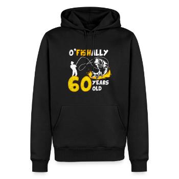 60. Geburtstag Angeln 1963 Jahrgang Fischer Angler - Männer Premium Bio Hoodie - Schwarz - Vorne - Nico (187cm)
