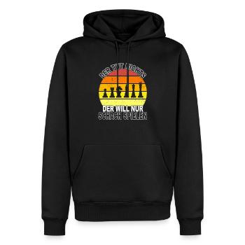 Schach Spruch - Männer Premium Bio Hoodie - Schwarz - Vorne - Nico (187cm)