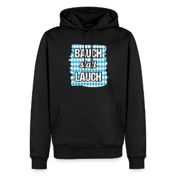 Herren Bauch statt Lauch Lederhosen Ersatz - Männer Premium Bio Hoodie - Schwarz - Vorne - Nico (187cm)