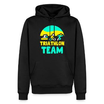 Triathlon Team Triathletin Triathlons Triathlet - Männer Premium Bio Hoodie - Schwarz - Vorne - Nico (187cm)