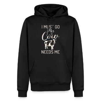 Cadeau vache Cadeau agriculteur Amoureux des vaches - Sweat à capuche Premium bio Homme - noir - Devant - Nico (187cm)
