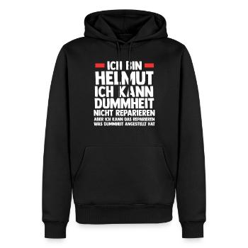 Helmut - Männer Premium Bio Hoodie - Schwarz - Vorne - Nico (187cm)