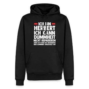 Herbert - Männer Premium Bio Hoodie - Schwarz - Vorne - Nico (187cm)