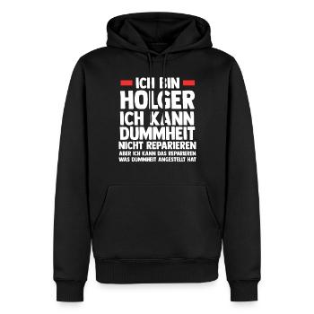 Holger - Männer Premium Bio Hoodie - Schwarz - Vorne - Nico (187cm)