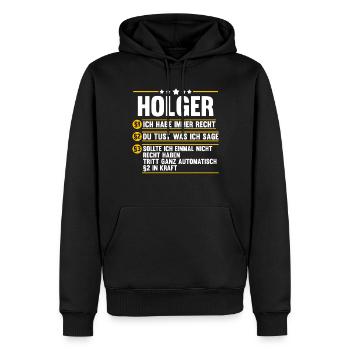 Holger - Männer Premium Bio Hoodie - Schwarz - Vorne - Nico (187cm)