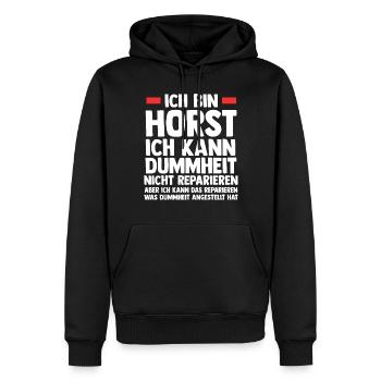 Horst - Männer Premium Bio Hoodie - Schwarz - Vorne - Nico (187cm)