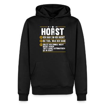 Horst - Männer Premium Bio Hoodie - Schwarz - Vorne - Nico (187cm)