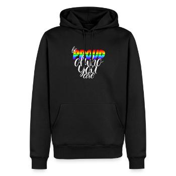 Sei stolz auf das, was du bist LGBTQ - Männer Premium Bio Hoodie - Schwarz - Vorne - Nico (187cm)