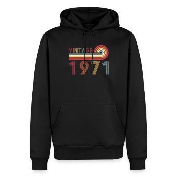 Drôle de millésime né en 1971 anniversaire - Sweat à capuche Premium bio Homme - noir - Devant - Nico (187cm)