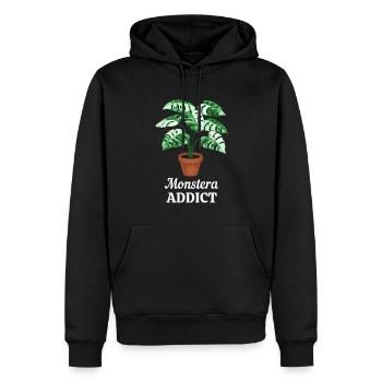 Monstera Addict - Sweat à capuche Premium bio Homme - noir - Devant - Nico (187cm)
