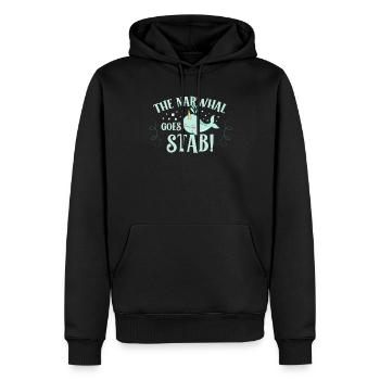 Der Narwal Sticht Meereseinhorn-tierliebhaber - Männer Premium Bio Hoodie - Schwarz - Vorne - Nico (187cm)