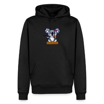 süßer Koala Bär Mädchen isst Nudeln mit Stäbchen - Männer Premium Bio Hoodie - Schwarz - Vorne - Nico (187cm)