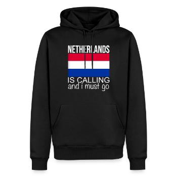 Dicton néerlandais - Sweat à capuche Premium bio Homme - noir - Devant - Nico (187cm)