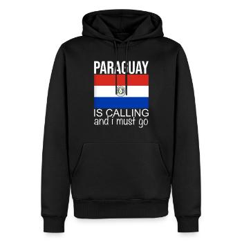 Citation du Paraguay - Sweat à capuche Premium bio Homme - noir - Devant - Nico (187cm)