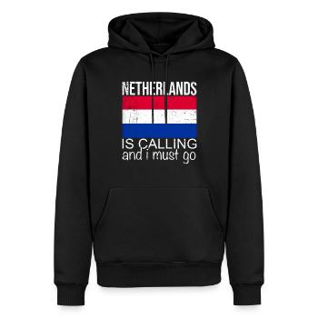 Dicton néerlandais - Sweat à capuche Premium bio Homme - noir - Devant - Nico (187cm)