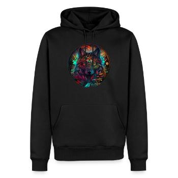 Loups Silhouette Conservation de la nature Bien-être animal Loup - Sweat à capuche Premium bio Homme - noir - Devant - Nico (187cm)