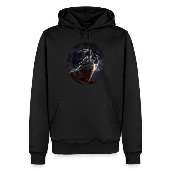Loups Silhouette Conservation de la nature Bien-être animal Loup - Sweat à capuche Premium bio Homme - noir - Devant - Nico (187cm)