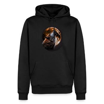 Loups Silhouette Conservation de la nature Bien-être animal Loup - Sweat à capuche Premium bio Homme - noir - Devant - Nico (187cm)