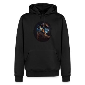 Wölfe Silhouette Naturschutz Tierschutz Wolf - Männer Premium Bio Hoodie - Schwarz - Vorne - Nico (187cm)