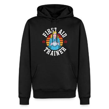 Instructeur de secourisme Enseignant du cours sur les mesures d’urgence - Sweat à capuche Premium bio Homme - noir - Devant - Nico (187cm)