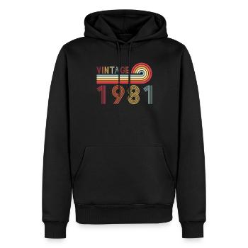 Funny Vintage Born in 1981 Geburtstag - Männer Premium Bio Hoodie - Schwarz - Vorne - Nico (187cm)