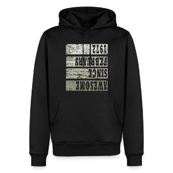 1972 En février Millésime - Sweat à capuche Premium bio Homme - noir - Devant - Nico (187cm)