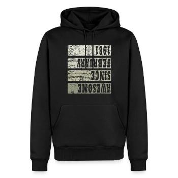 Né 1981 Février 42e anniversaire cadeau - Sweat à capuche Premium bio Homme - noir - Devant - Nico (187cm)