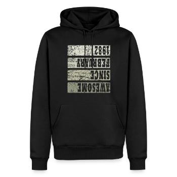 1982 En février Millésime - Sweat à capuche Premium bio Homme - noir - Devant - Nico (187cm)