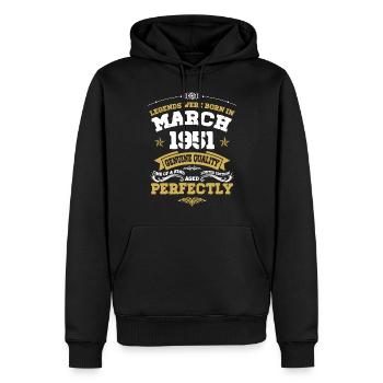 Vintage Aged To Perfection March 1951 - Men’s Premium Organic Hoodie - black - Front - Nico (187cm)