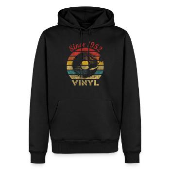 Depuis 1952 Vinyle Rétro Vintage Musique - Sweat à capuche Premium bio Homme - noir - Devant - Nico (187cm)