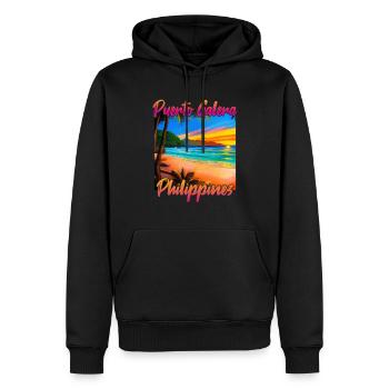 Coucher de soleil à Puerto Galera - Sweat à capuche Premium bio Homme - noir - Devant - Nico (187cm)