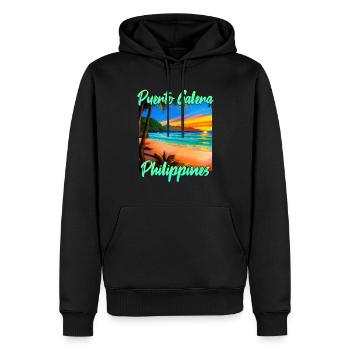 Coucher de soleil à Puerto Galera - Sweat à capuche Premium bio Homme - noir - Devant - Nico (187cm)