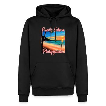 Coucher de soleil à Puerto Galera - Sweat à capuche Premium bio Homme - noir - Devant - Nico (187cm)