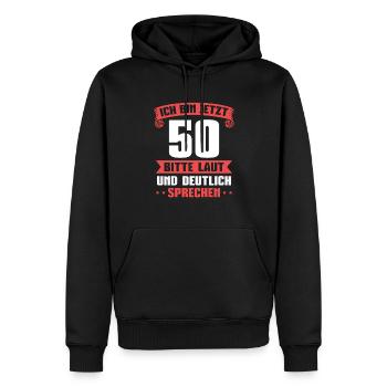 50er Papa 50 Geburtstag Geschenk - Männer Premium Bio Hoodie - Schwarz - Vorne - Nico (187cm)