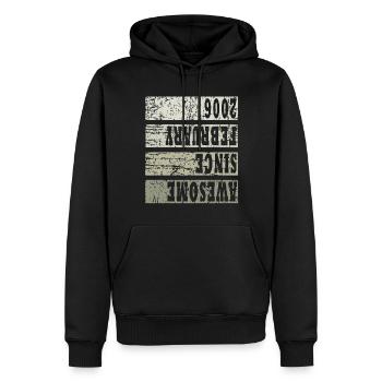 Millésime 2006 en février - Sweat à capuche Premium bio Homme - noir - Devant - Nico (187cm)