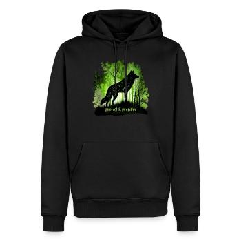 Loups Silhouette Conservation de la nature Bien-être animal Loup - Sweat à capuche Premium bio Homme - noir - Devant - Nico (187cm)